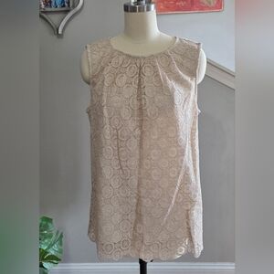 Talbots Gold Lace Top Sleeveless Size 12